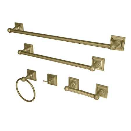 Kingston Brass BAHK3212478BB 5-Piece Bathroom Accessory Set, Brushed Brass BAHK3212478BB